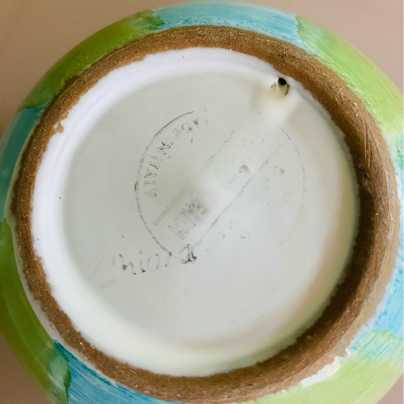 Vintage 1990 Italian Chiara Cerinotti Green, Blue & Purple Handmade Ceramic Bowl - Picture 8 of 9